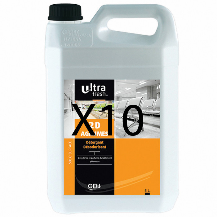 LOT DE 10 U.FRESH 2D 5L AGRUME ULTRAFRESH